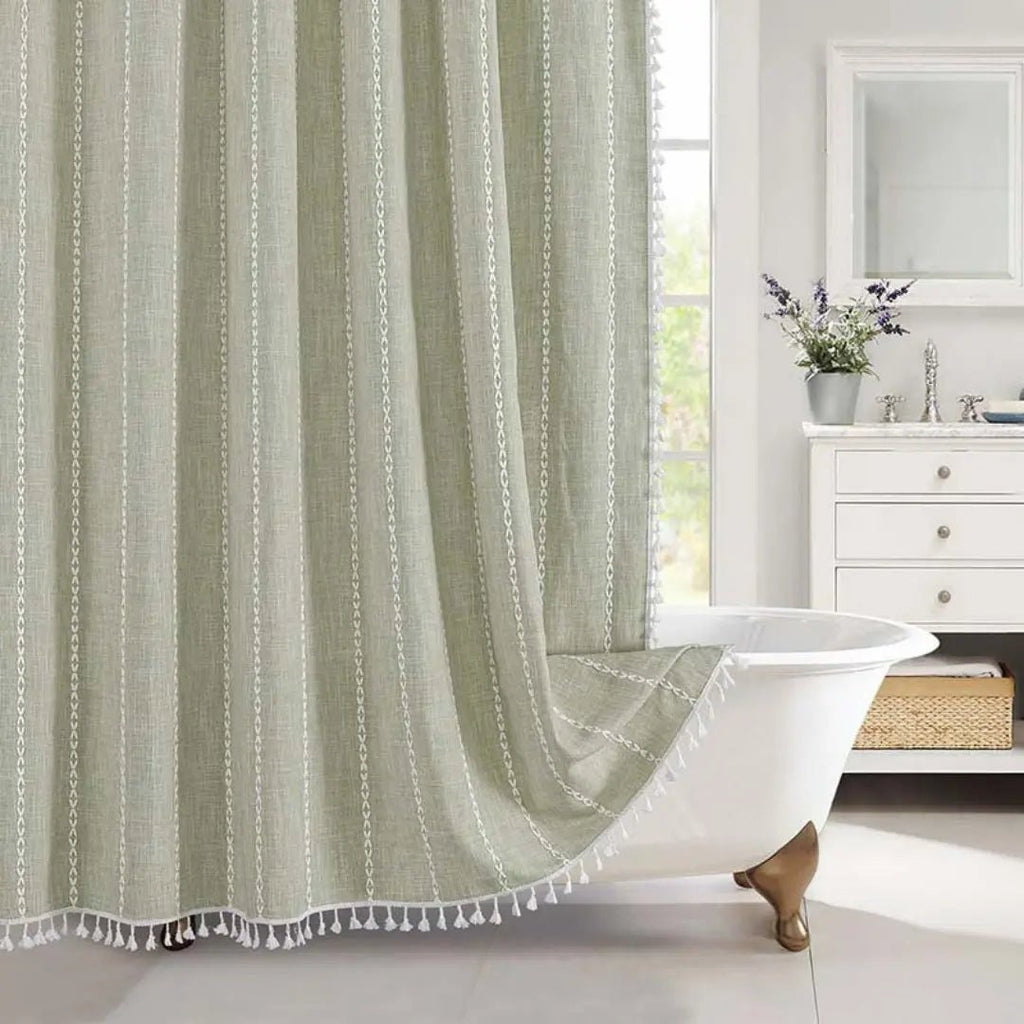 Linned Bruseforhæng Boho – Med Frynser & Jacquard Struktur