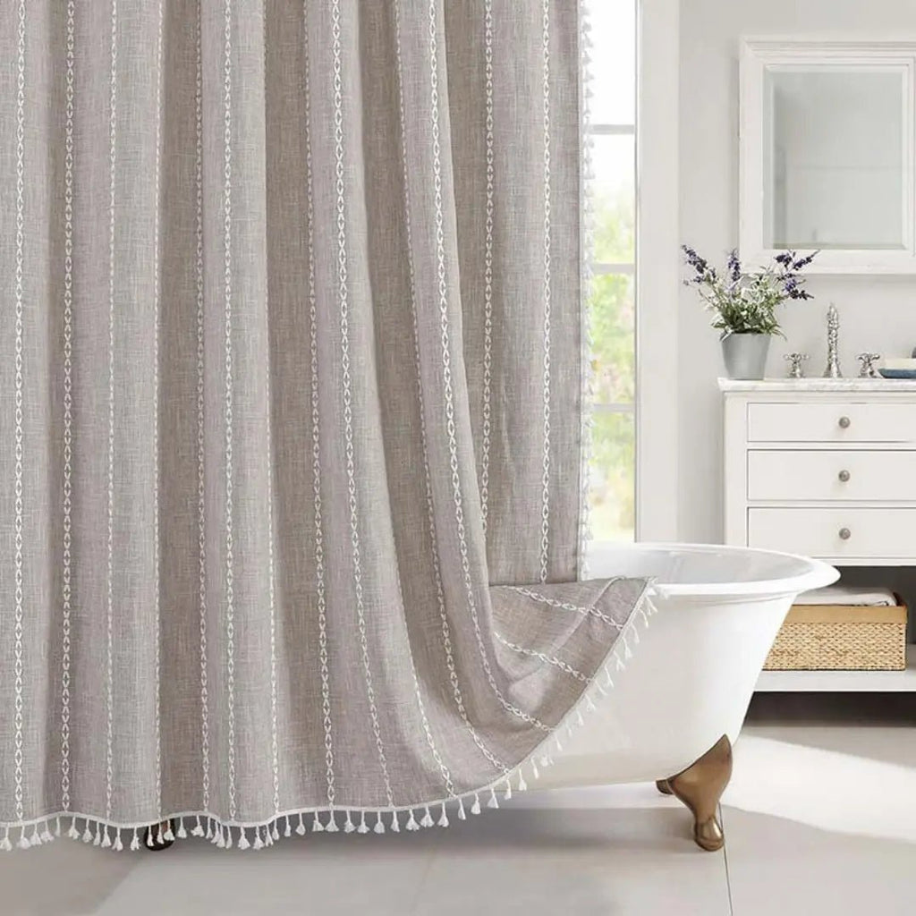 Linned Bruseforhæng Boho – Med Frynser & Jacquard Struktur