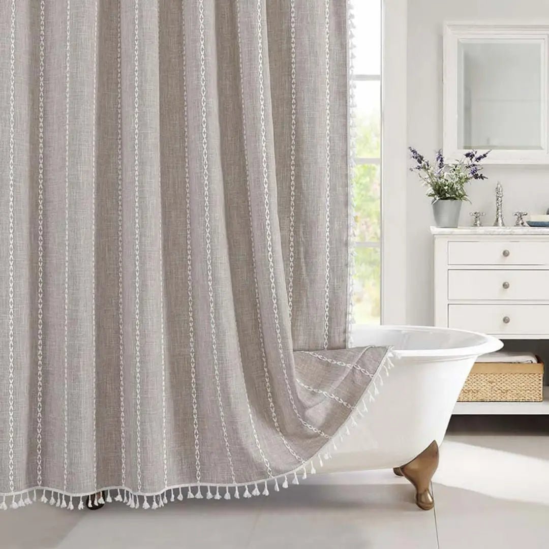 Linned Bruseforhæng Boho – Med Frynser & Jacquard Struktur