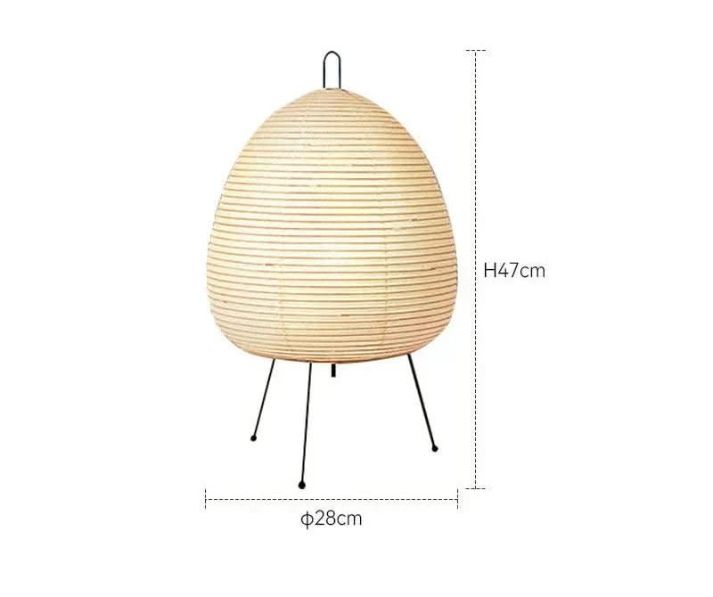 Bordlampe med Rispapir Skærm og Japansk Inspireret Design