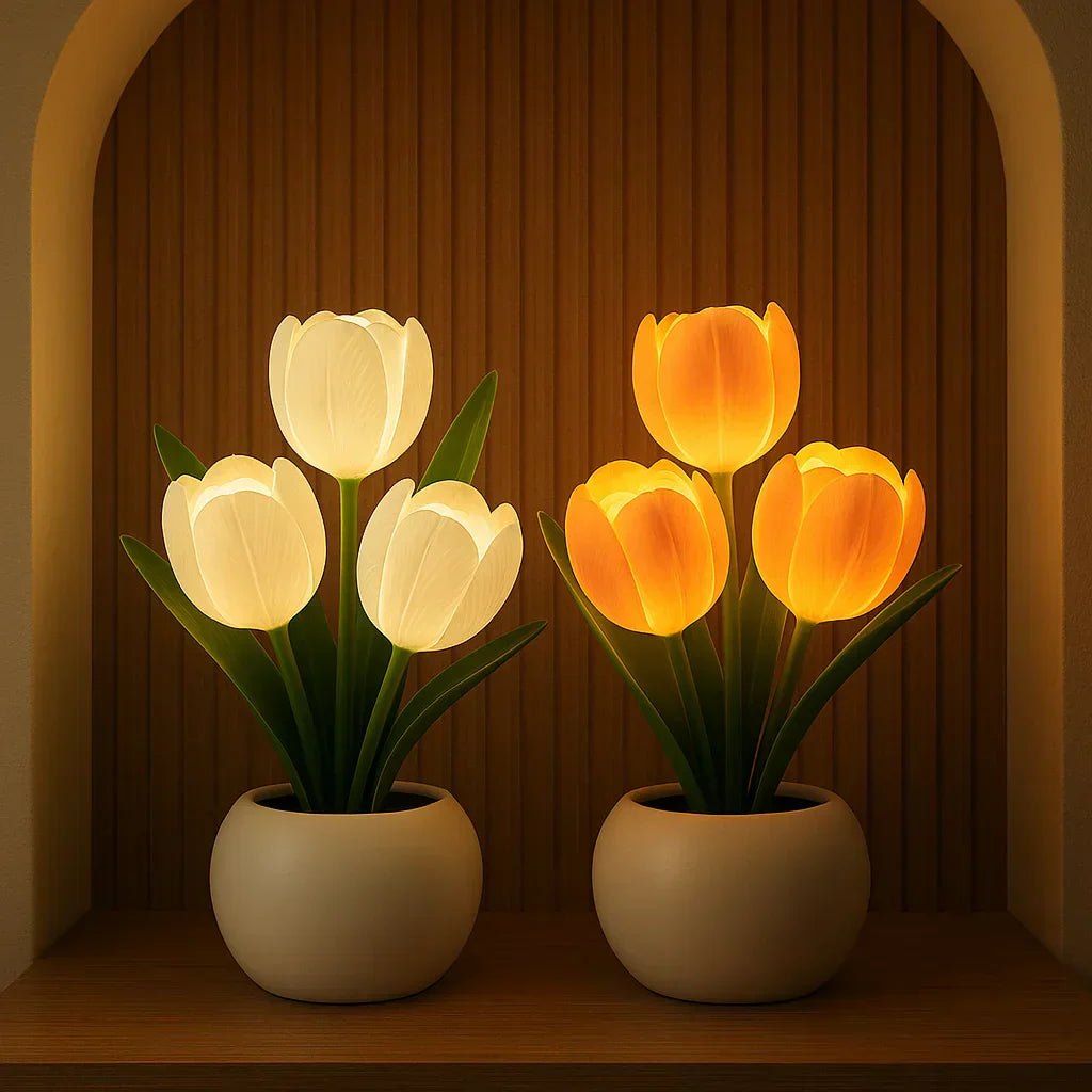 Dekorativ Tulipan LED Lampe med Varmt Lys og Dæmpbart Belysning