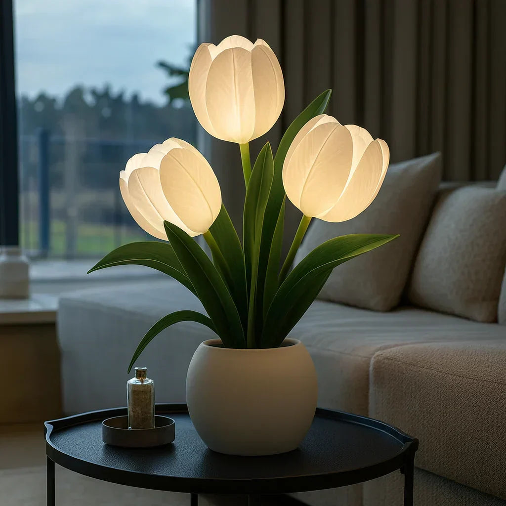 Dekorativ Tulipan LED Lampe med Varmt Lys og Dæmpbart Belysning