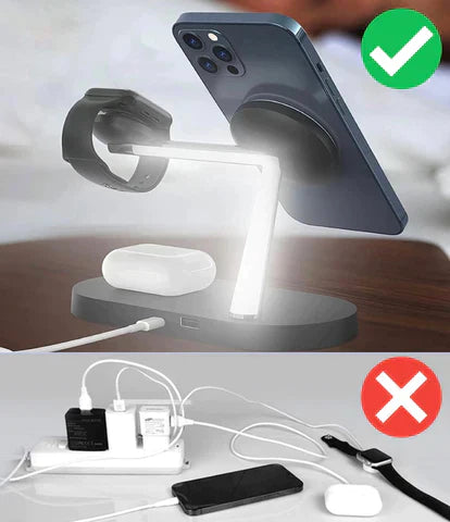 MultiCharge Pro 3-i-1 Ladestation – Trådløs opladning til 3 enheder