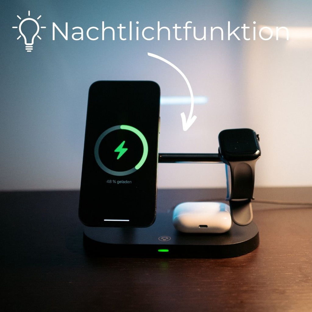 MultiCharge Pro 3-i-1 Ladestation – Trådløs opladning til 3 enheder