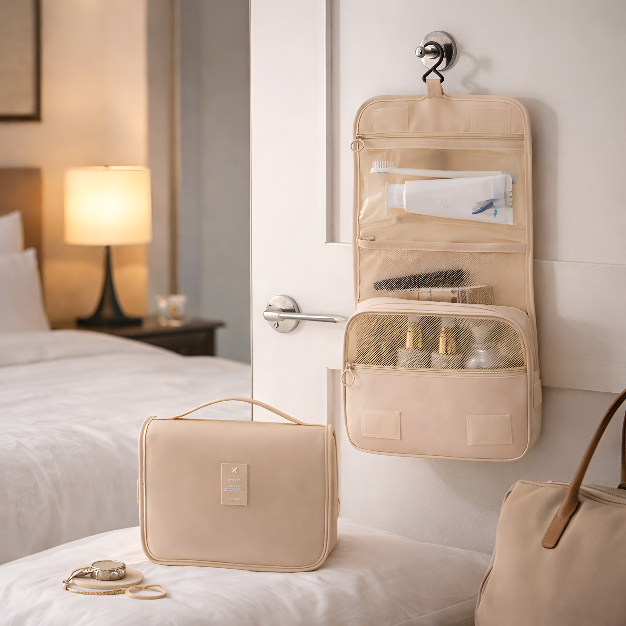Morveth- Rejse Makeup Toilettaske Organizer med Krog, Vandtæt Pouch