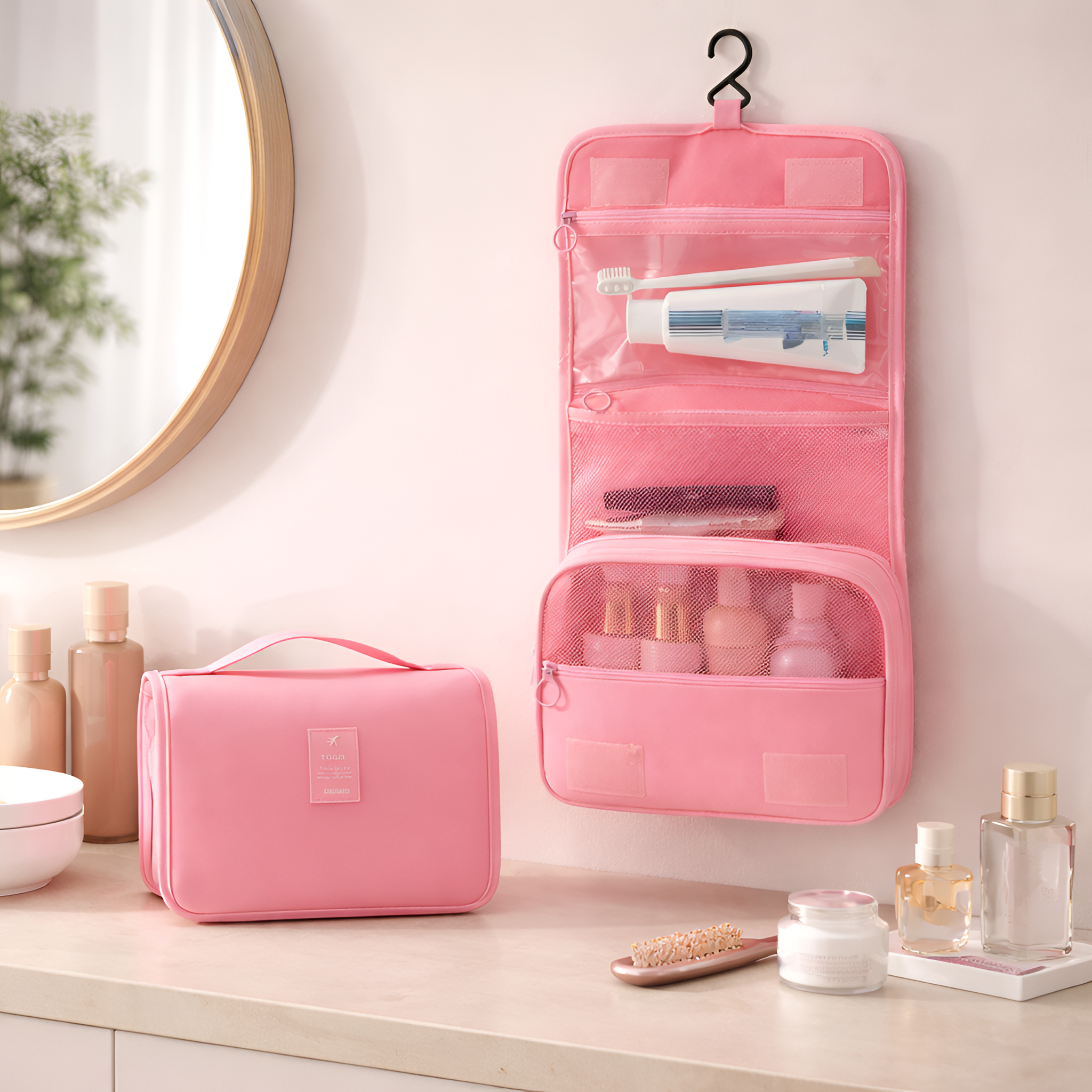 Morveth- Rejse Makeup Toilettaske Organizer med Krog, Vandtæt Pouch