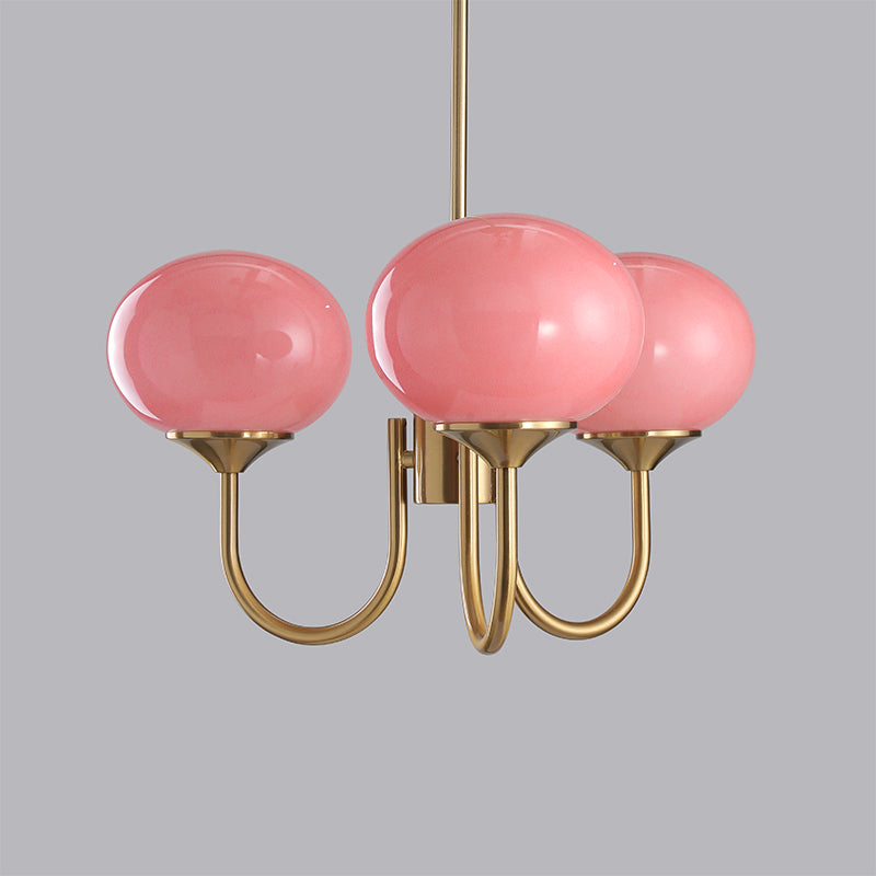 Alora Marshmallow Glam Chandelier Med Lys Rosa Glas