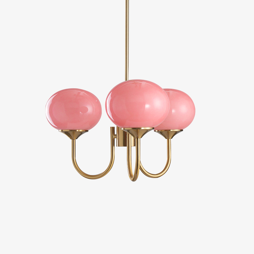 Alora Marshmallow Glam Chandelier Med Lys Rosa Glas