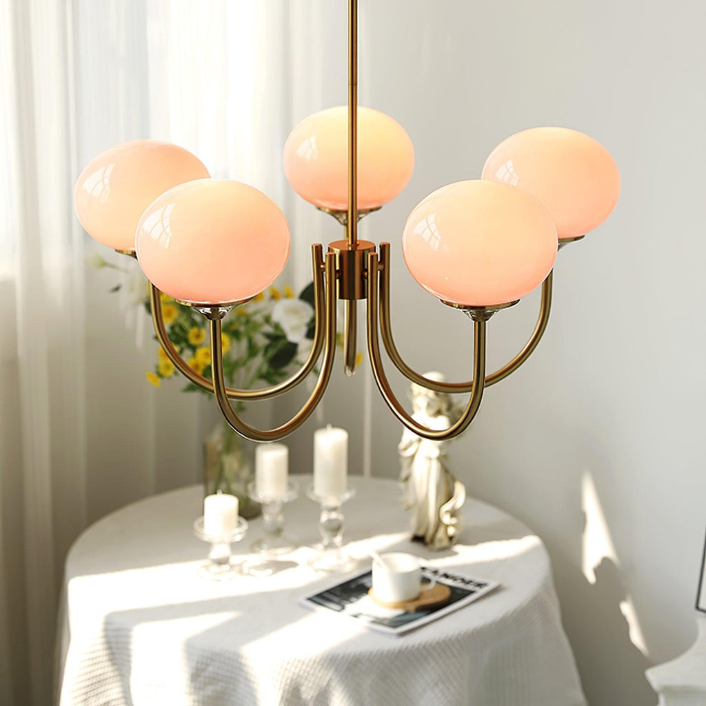 Alora Marshmallow Glam Chandelier Med Lys Rosa Glas