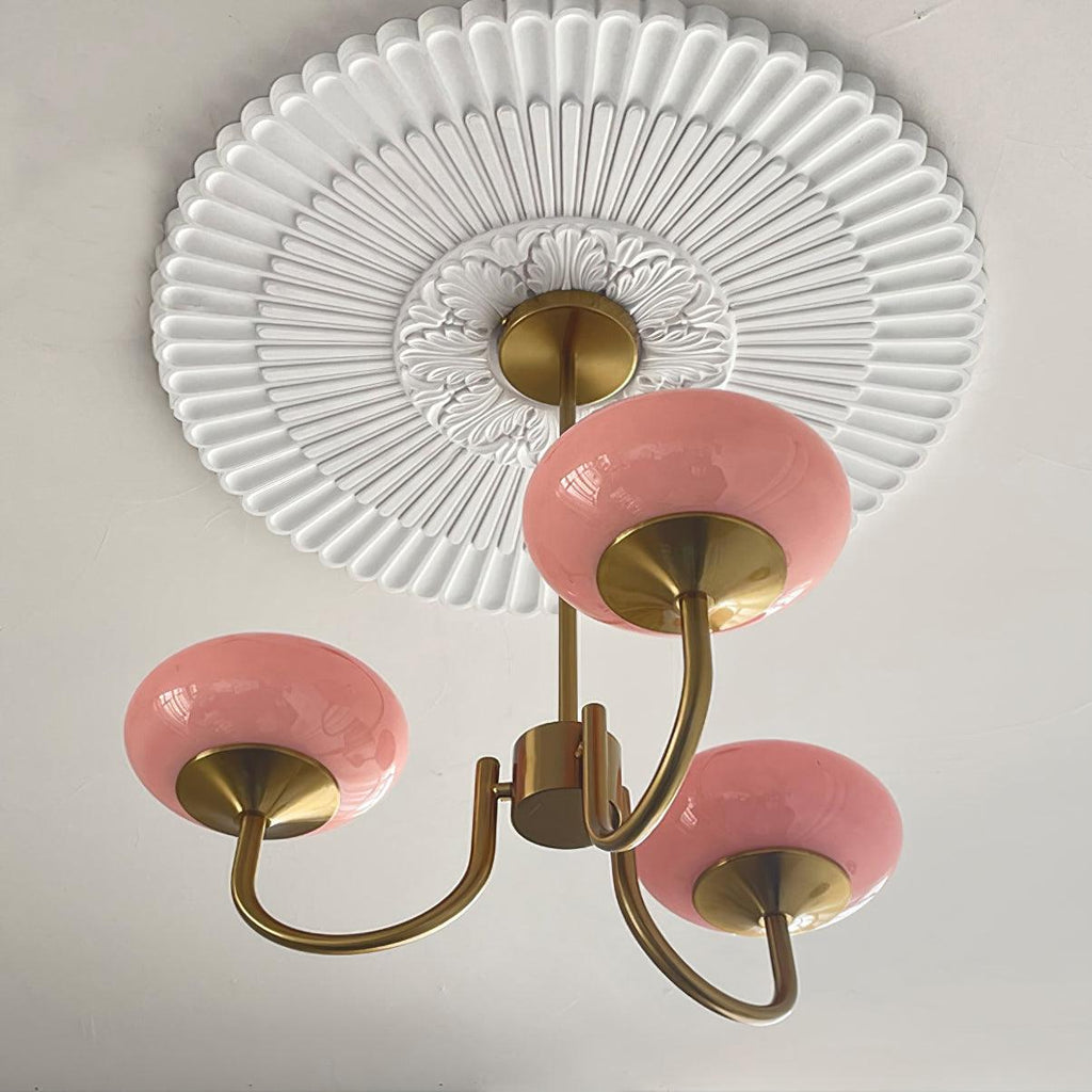 Alora Marshmallow Glam Chandelier Med Lys Rosa Glas
