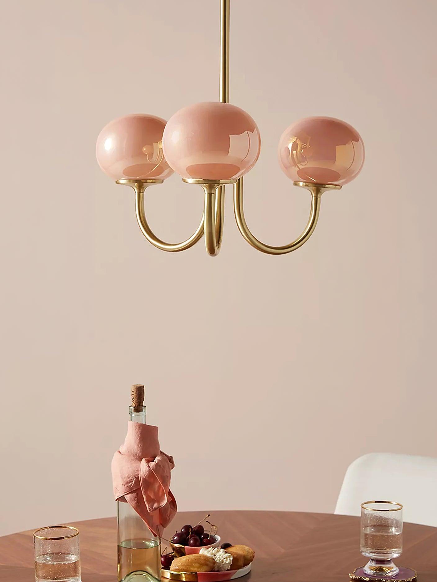 Alora Marshmallow Glam Chandelier Med Lys Rosa Glas