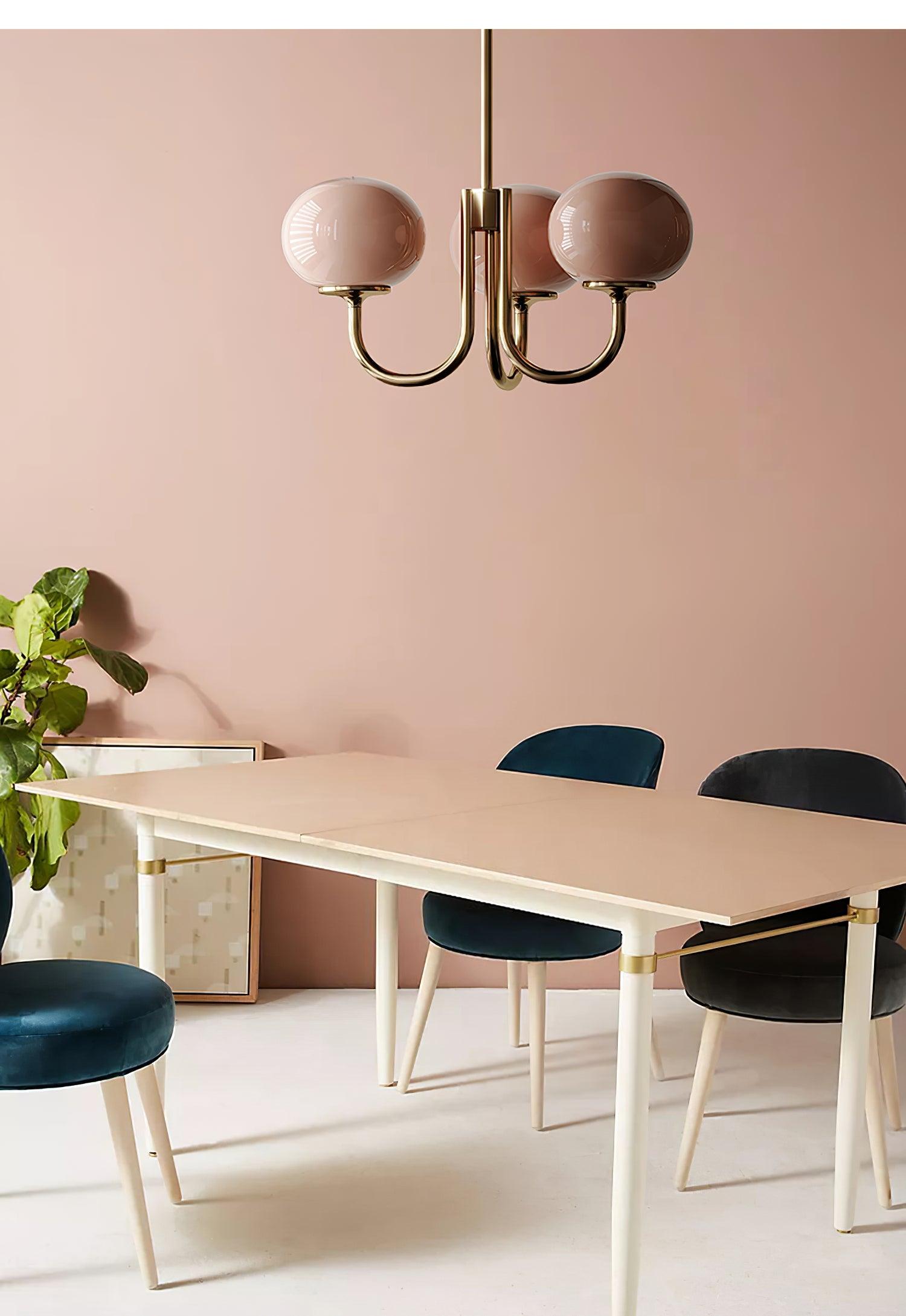 Alora Marshmallow Glam Chandelier Med Lys Rosa Glas
