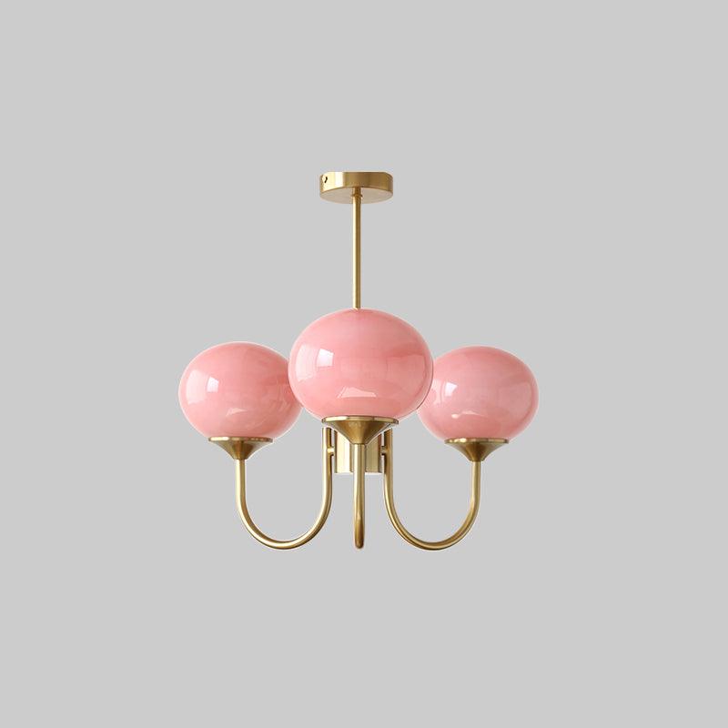 Alora Marshmallow Glam Chandelier Med Lys Rosa Glas