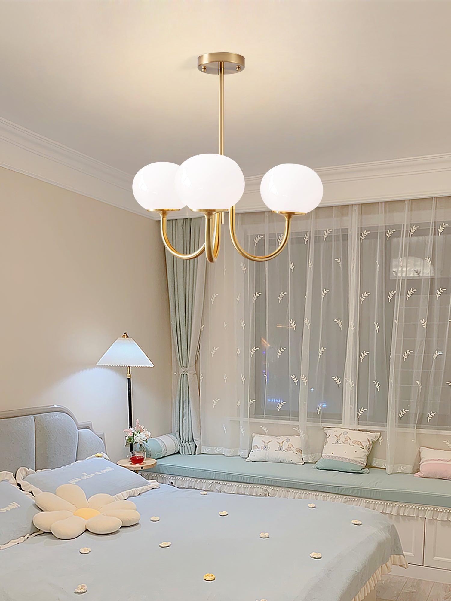 Alora Marshmallow Glam Chandelier Med Lys Rosa Glas