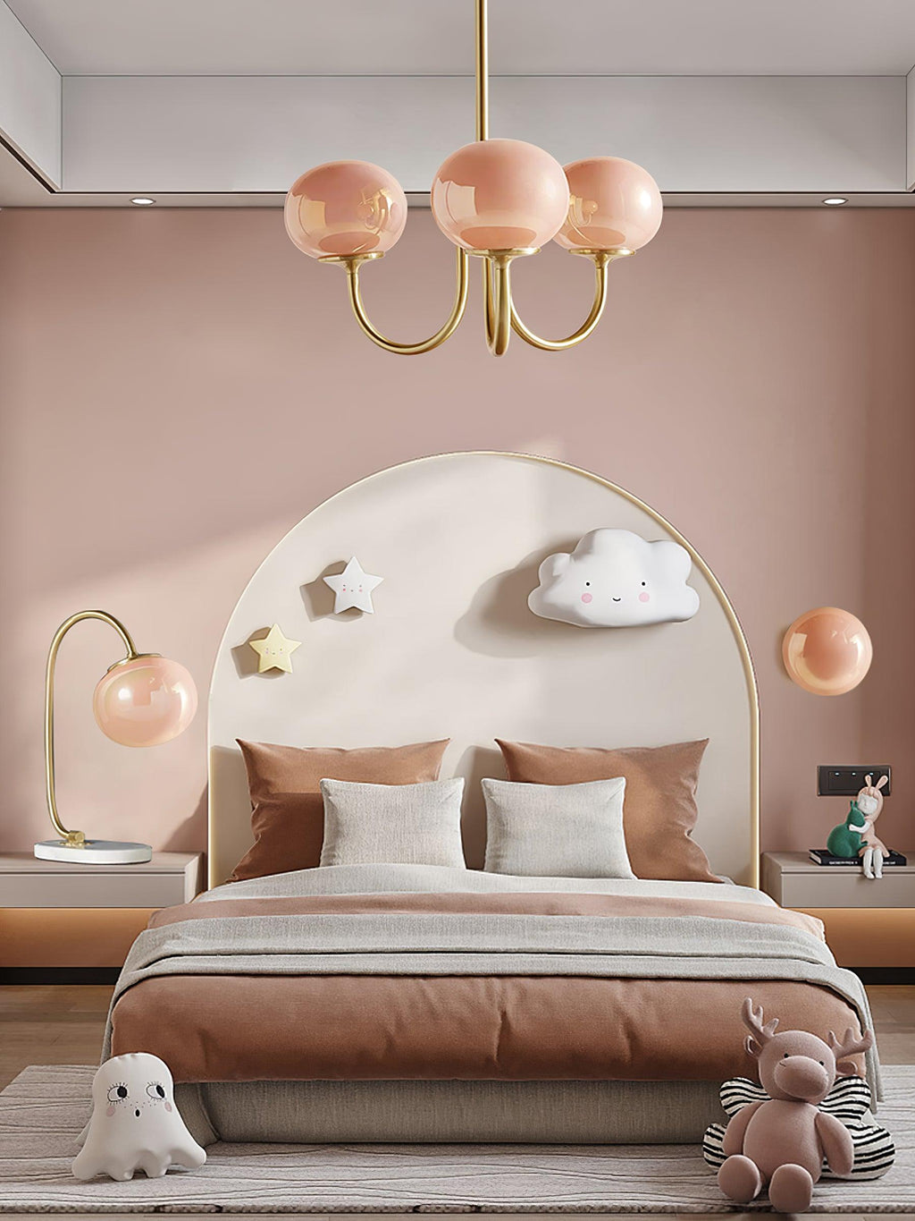 Alora Marshmallow Glam Chandelier Med Lys Rosa Glas