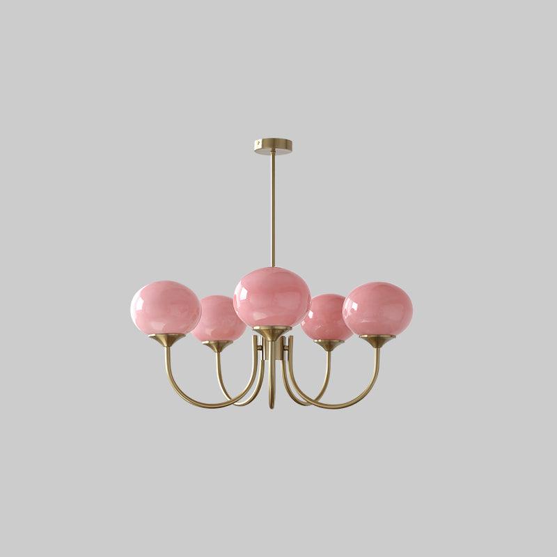 Alora Marshmallow Glam Chandelier Med Lys Rosa Glas