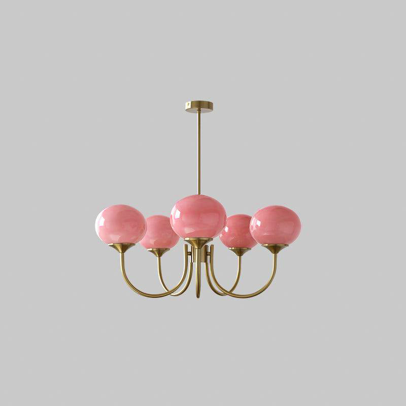 Alora Marshmallow Glam Chandelier Med Lys Rosa Glas