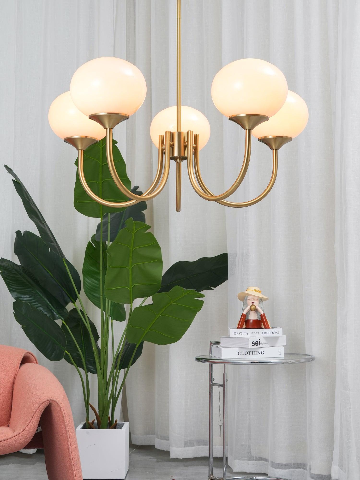 Alora Marshmallow Glam Chandelier Med Lys Rosa Glas