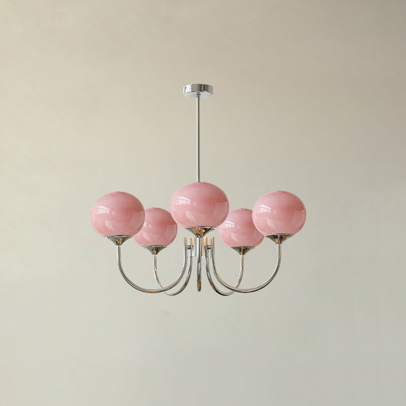 Alora Marshmallow Glam Chandelier Med Lys Rosa Glas