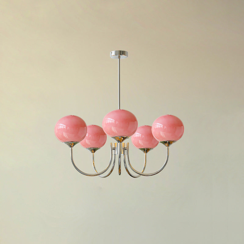 Alora Marshmallow Glam Chandelier Med Lys Rosa Glas