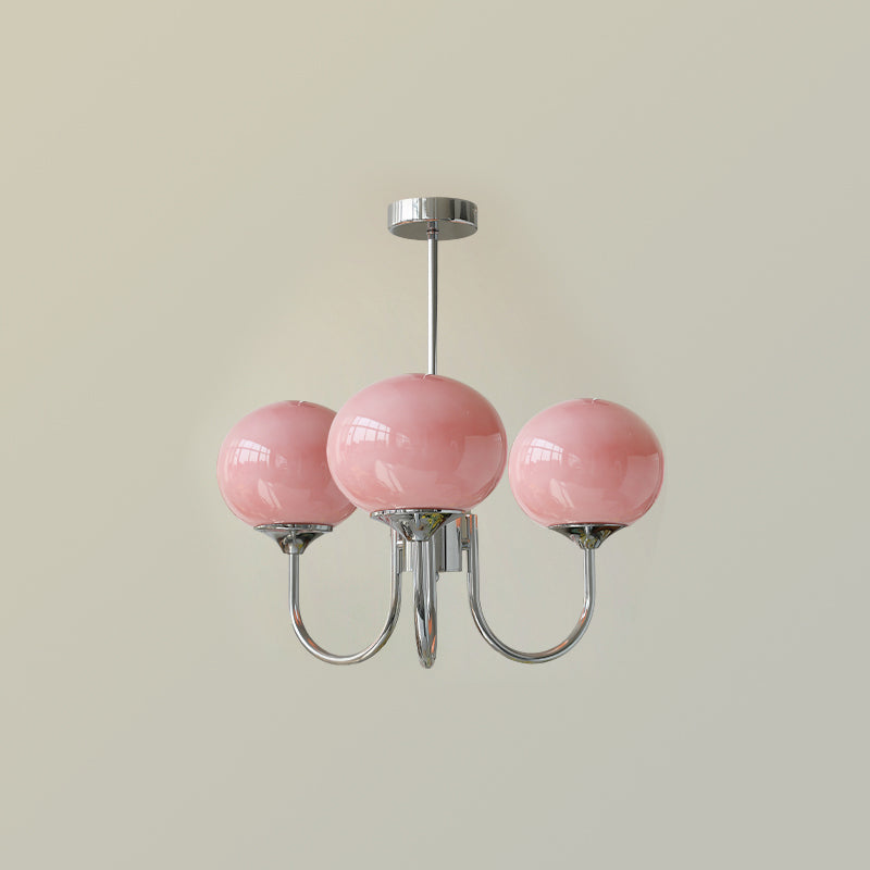 Alora Marshmallow Glam Chandelier Med Lys Rosa Glas