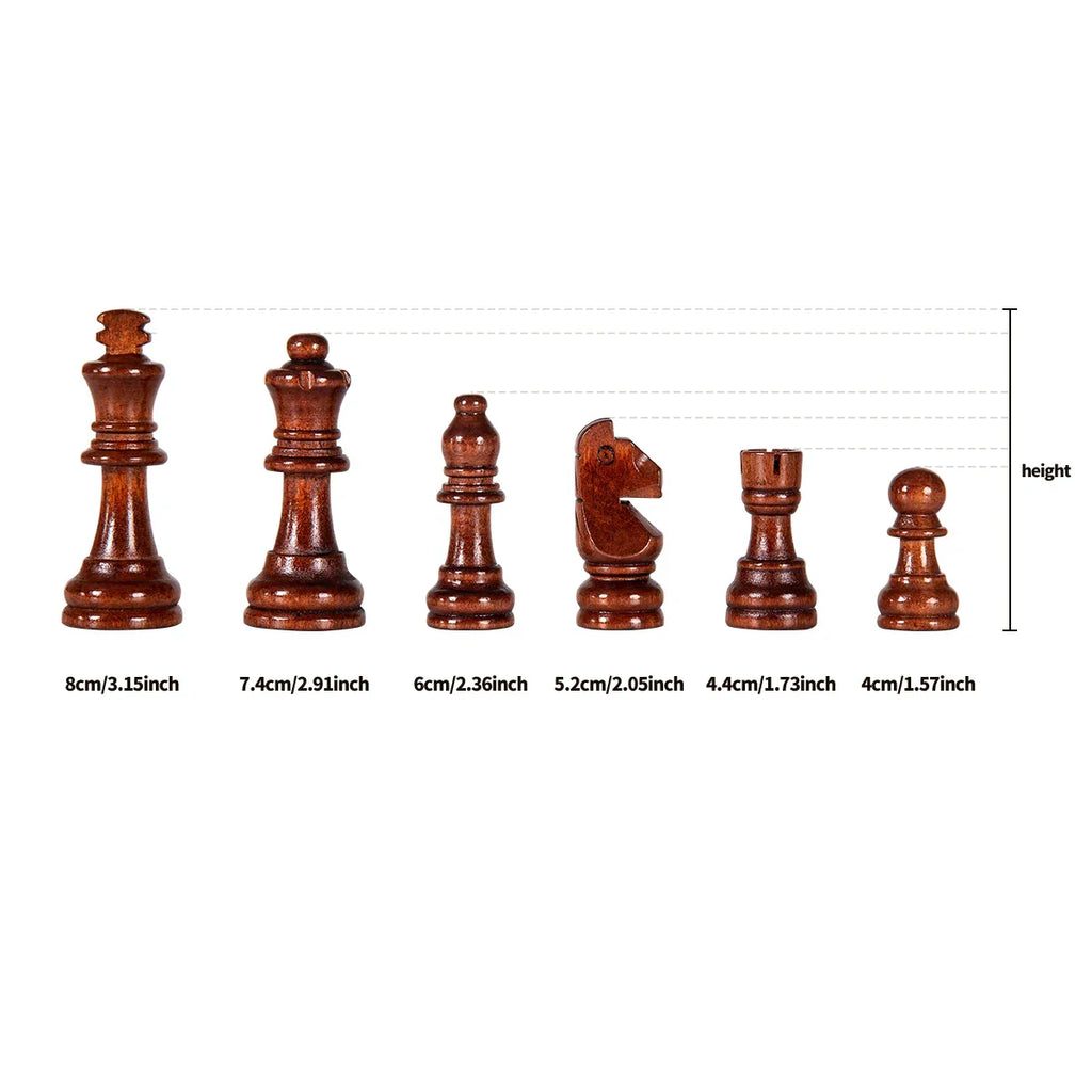 Strategio Massivtræ Skakspil – Sammenklappeligt Bræt, Ædle Figurer & Klassisk Design