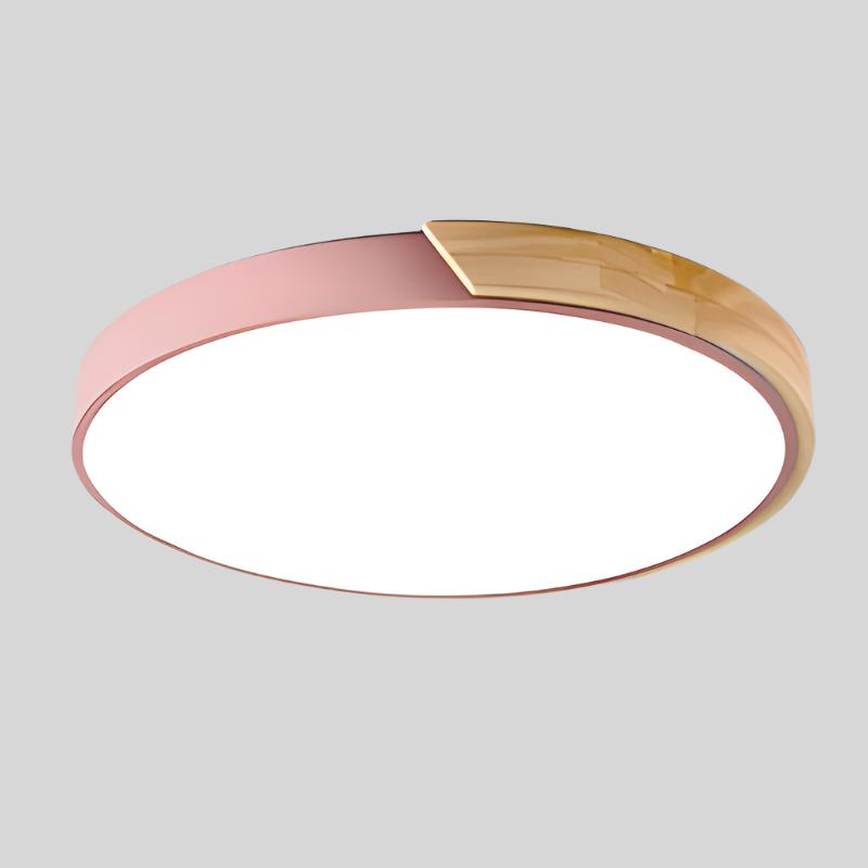 Aelora | Nordisk Træ Cirkulær Loftlampe med Varm Glød
