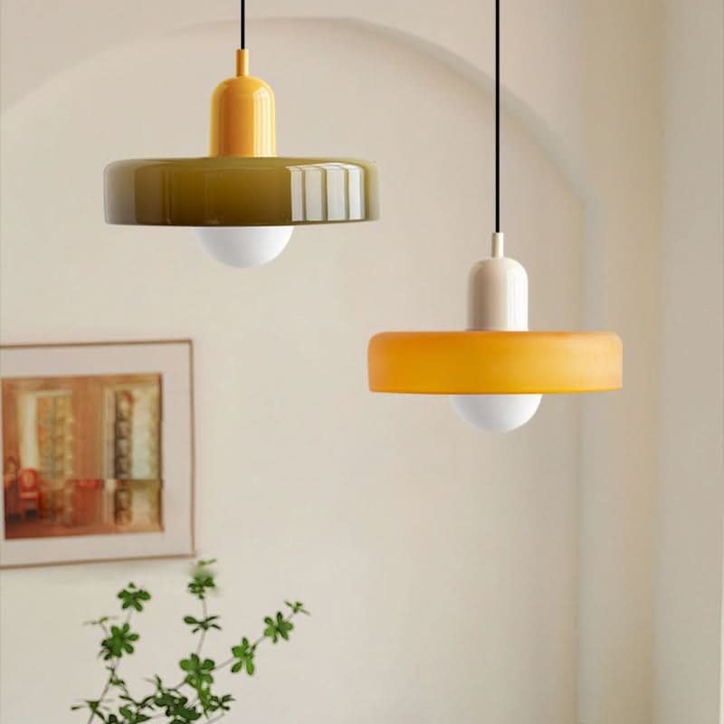 Bauhaus Pendellampe i Farget Glas med Justerbart Ophæng