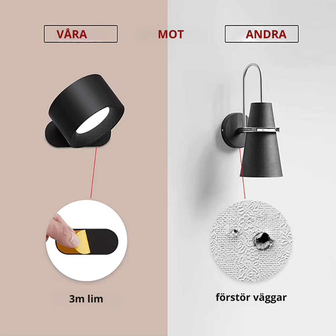 Trådløs nordisk væglampe med fjernbetjening