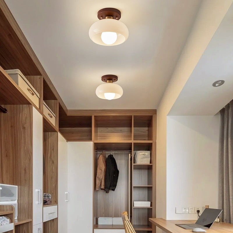 Fransk Bauhaus Loftlampe – Varm Atmosfærisk Lys med Trædetalje