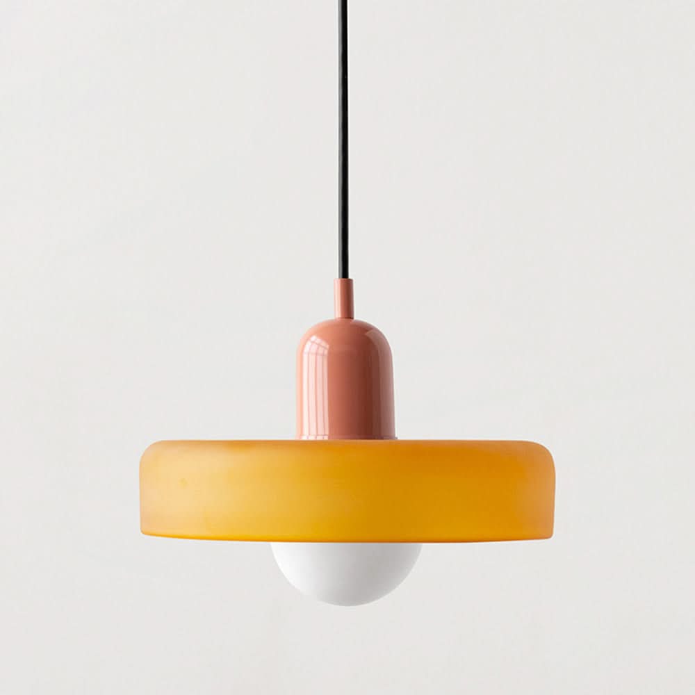 Bauhaus Pendellampe i Farget Glas med Justerbart Ophæng