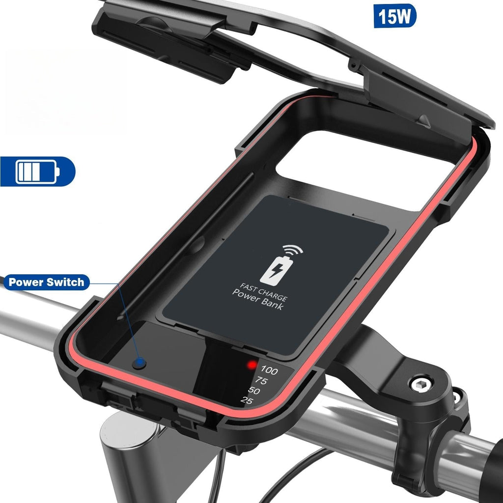 NovaTrail Vandtæt Telefonholder Til Styr Med 15 Watt Power Bank