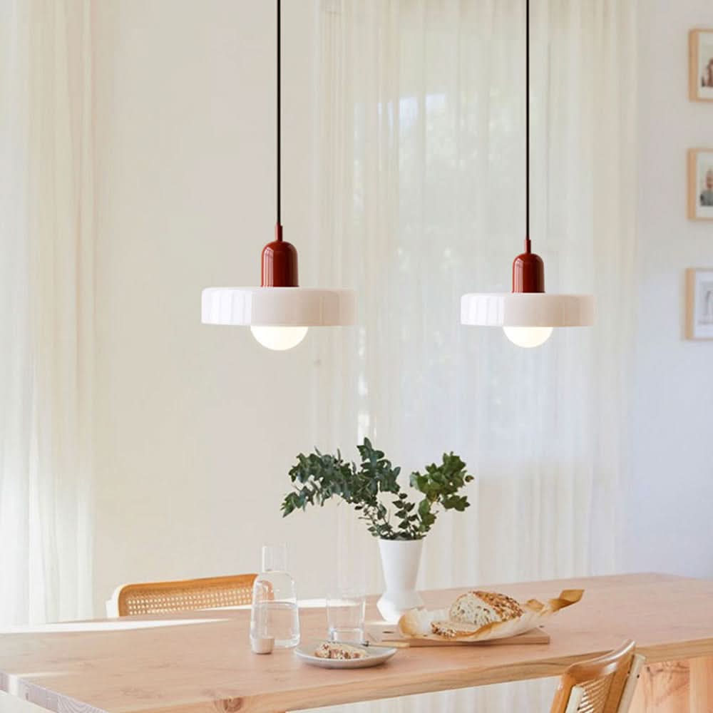 Bauhaus Pendellampe i Farget Glas med Justerbart Ophæng