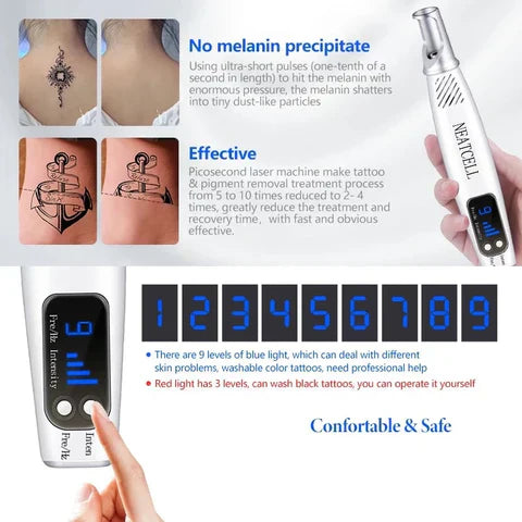 AstraGlow Kompakt Laser Pen Til Fjernelse Af Tattoos, Modermærker Og Frækner
