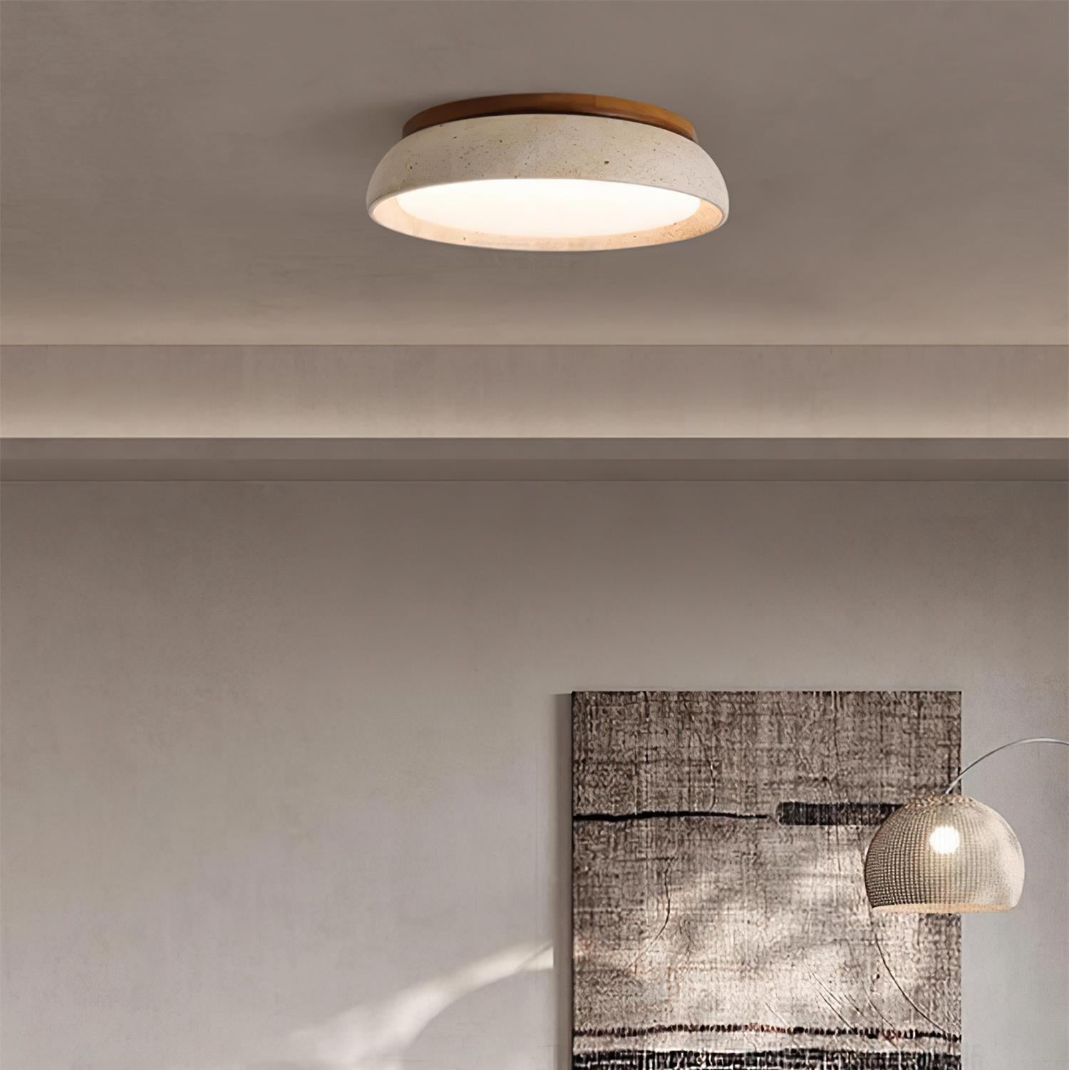 Aureli Træbase Travertin Loftlampe