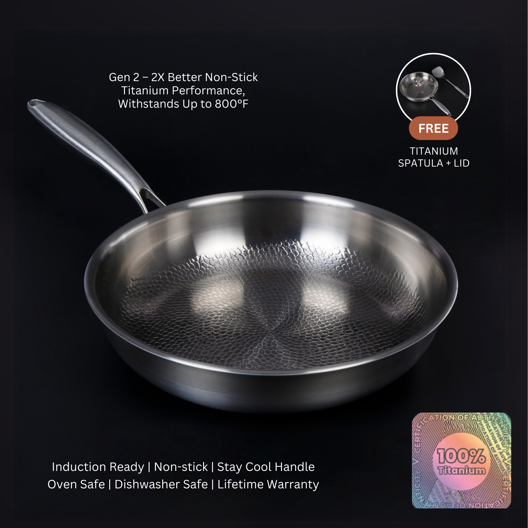 NovaTi Ren Titanium Inderside Nonstick Stegepande Uden Belægninger Til Sikker Madlavning | Petprovac