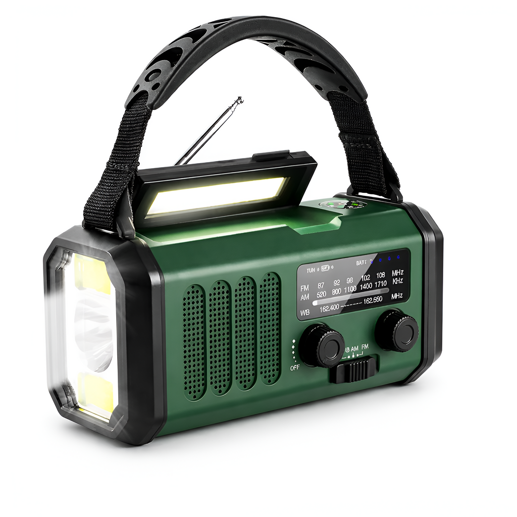 Lioren - Nødradio 20000mAh – solcelle & håndsving bærbar radio