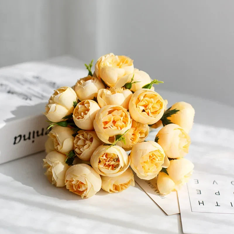 Lyra Silke Pæon Bouquet Med 27 Realistiske Blomster I Romantiske Nuancer | Petprovac