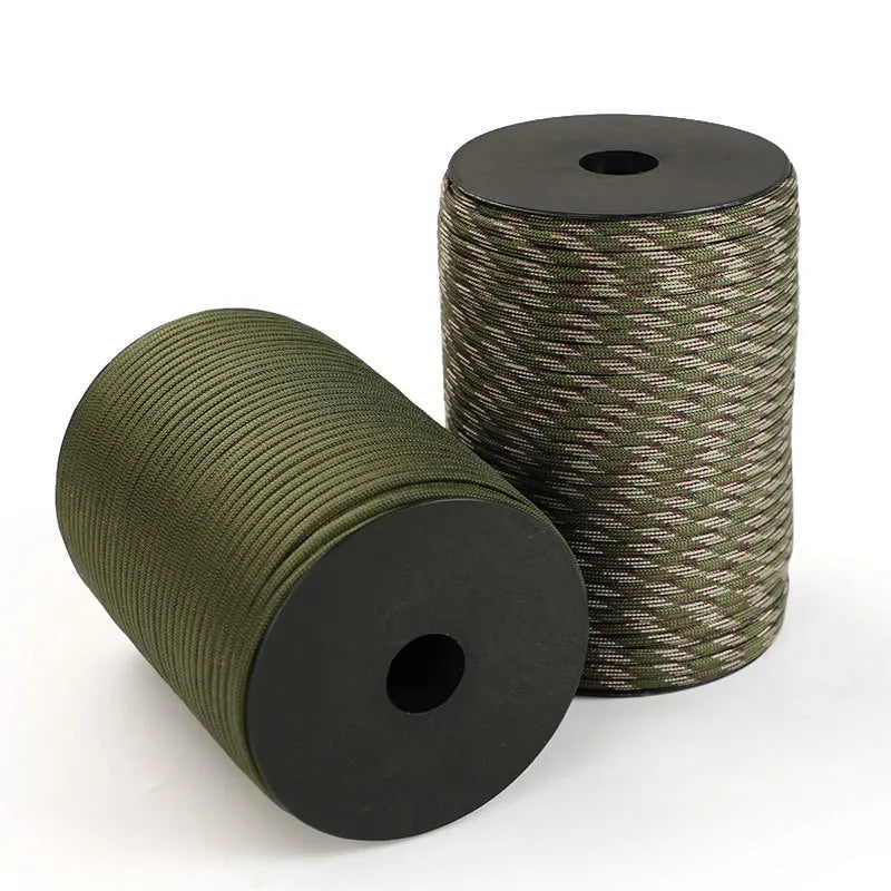550 Militærstandard Paracord Snor: 100m 4mm Udendørs overlevelsesudstyr til faldskærm, telt, lanyard, bælte - 9-kerners snor til camping & nødsituationer