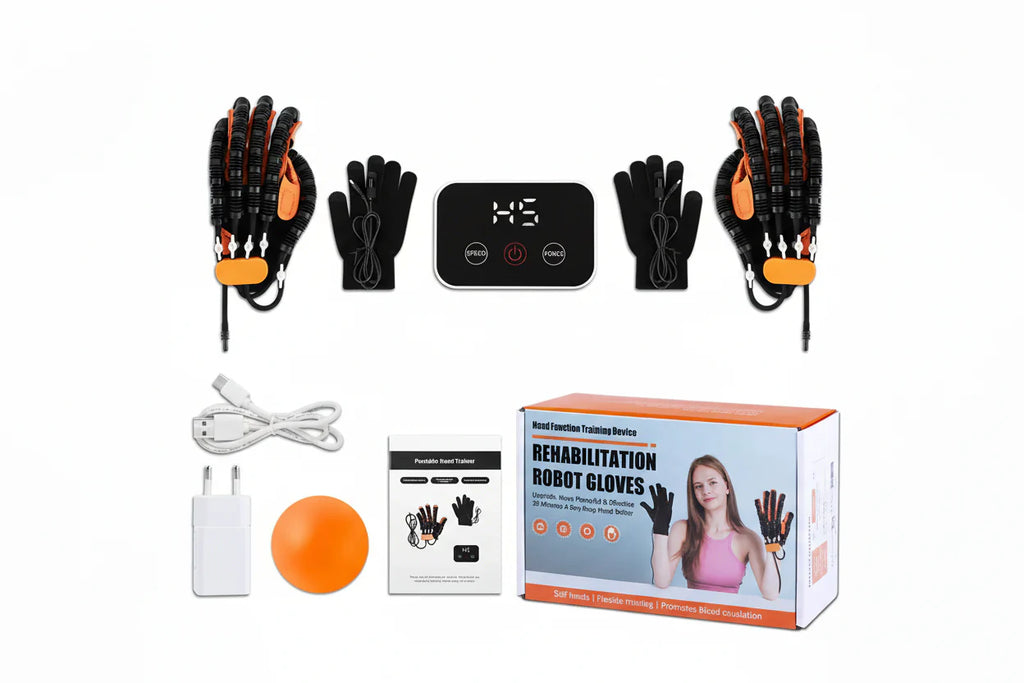 Autonom Hands rehabiliteringshandske med separate fingerkontroller og spejlvendt udsigt