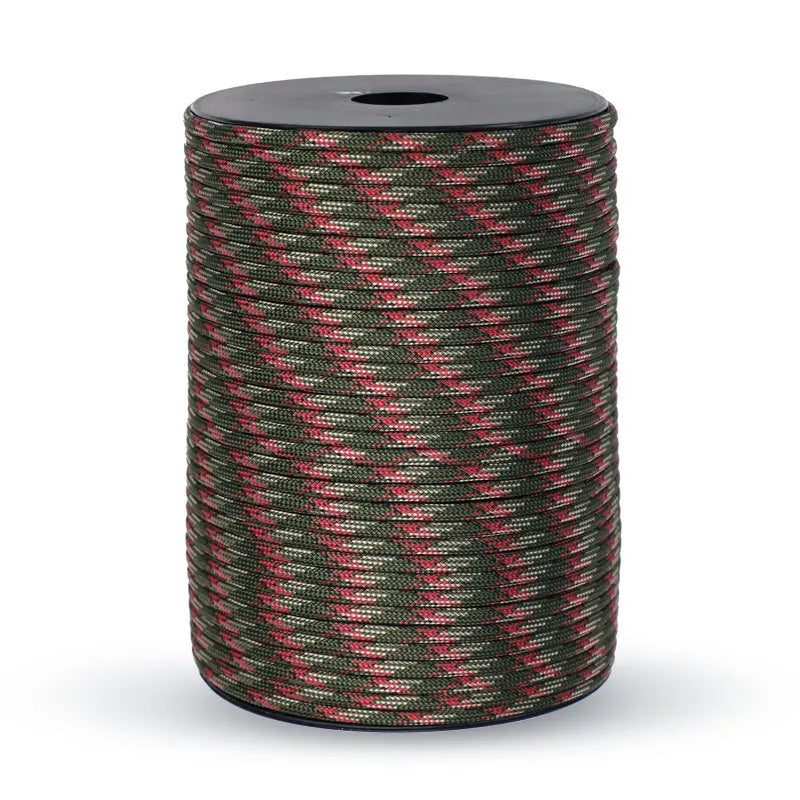 550 Militærstandard Paracord Snor: 100m 4mm Udendørs overlevelsesudstyr til faldskærm, telt, lanyard, bælte - 9-kerners snor til camping & nødsituationer