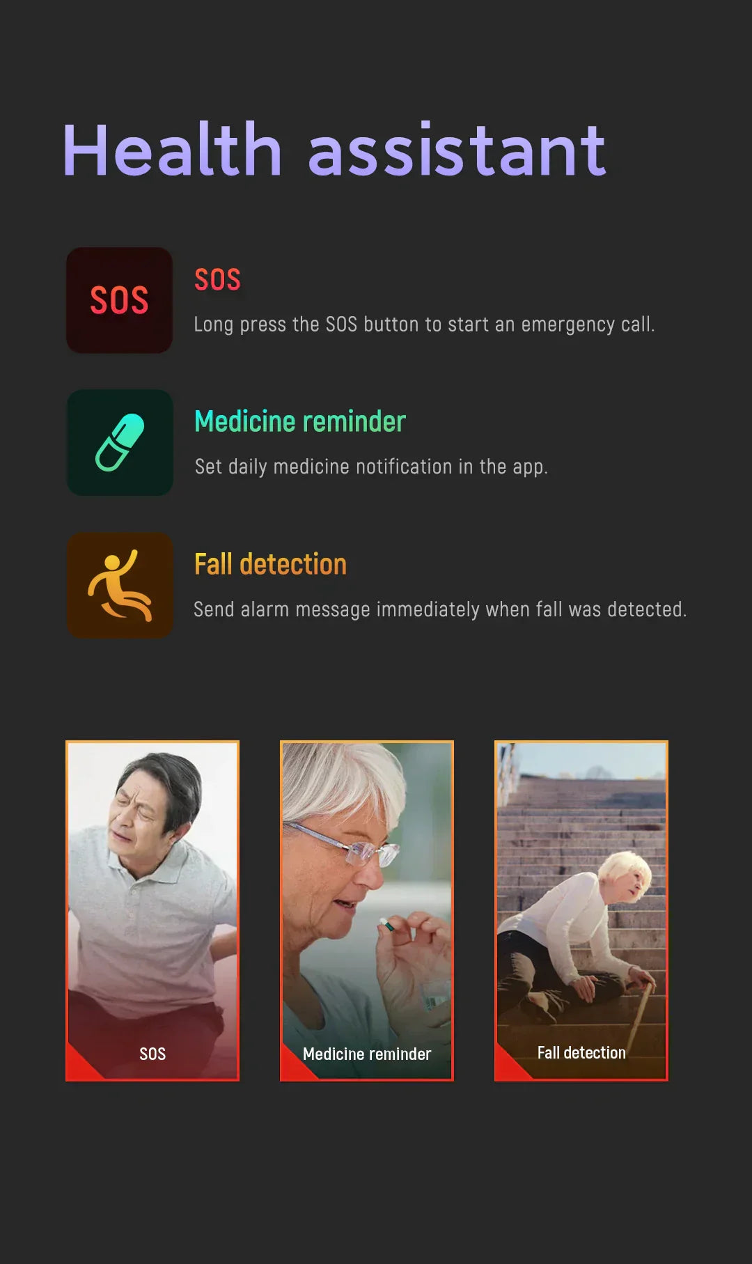 Senior Sikkerhedsur med Faldregistrering og GPS – Smart Care Smartur