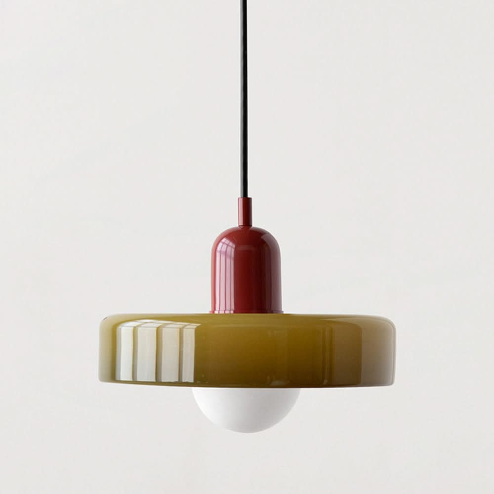 Bauhaus Pendellampe i Farget Glas med Justerbart Ophæng