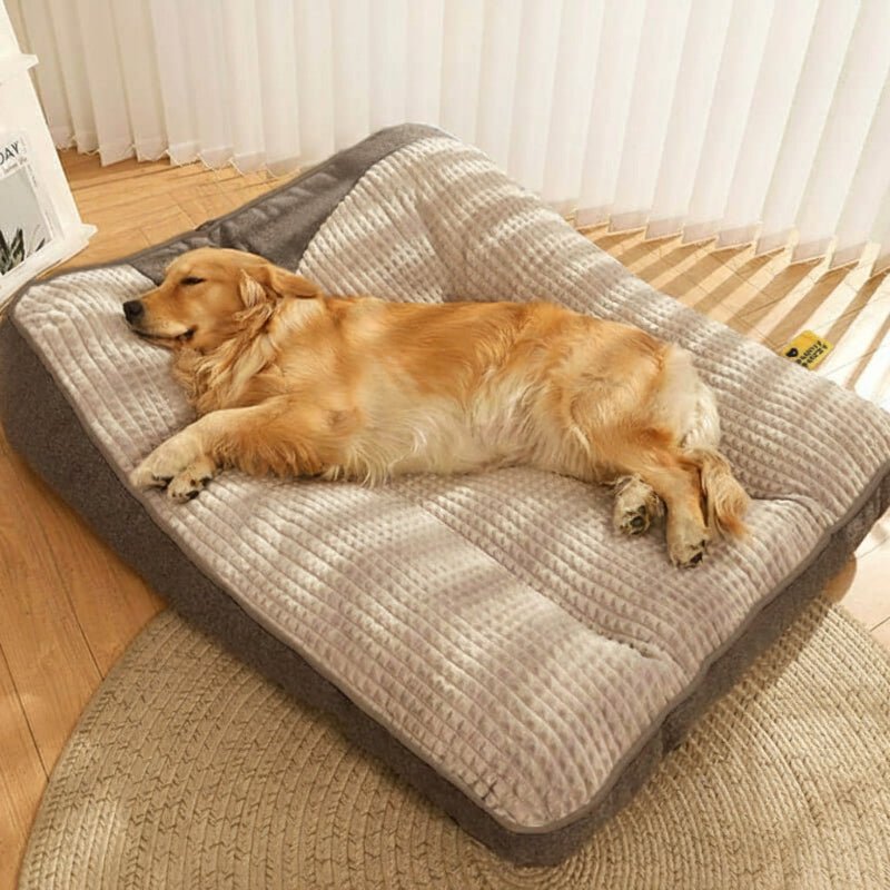 Stor ripebestandig hundeseng med ortopædisk rygstøtte