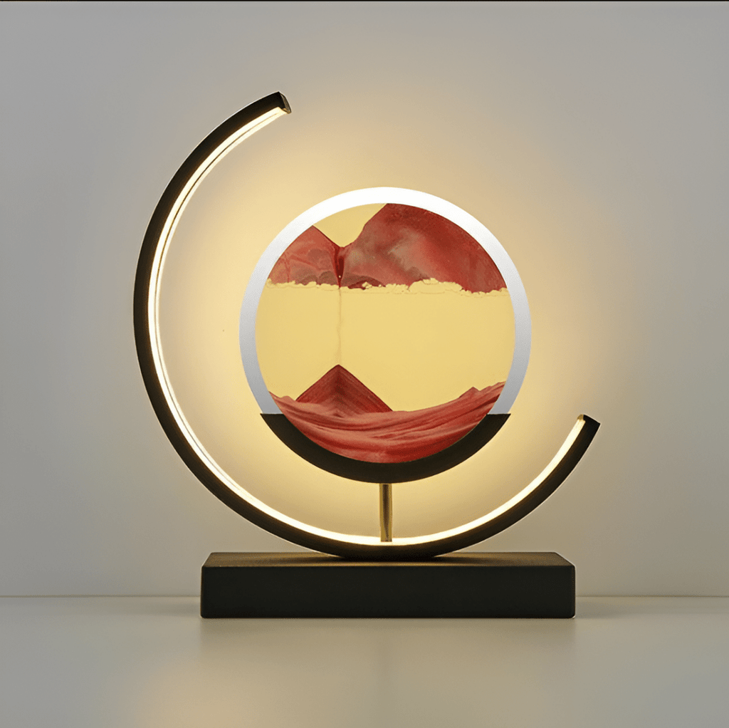Sandlampe med bevægende sand og dæmpbar LED-belysning for en afslappende atmosfære
