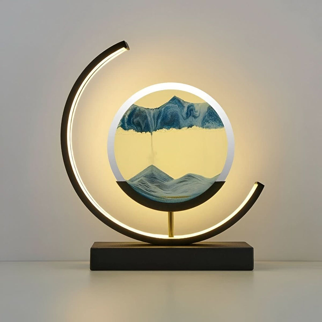 Sandlampe med bevægende sand og dæmpbar LED-belysning for en afslappende atmosfære