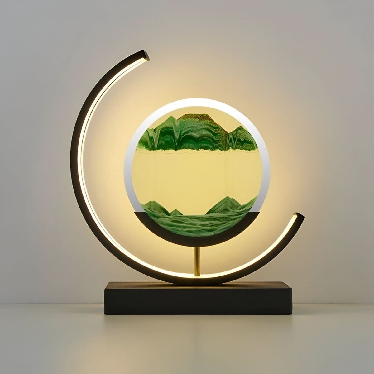 Sandlampe med bevægende sand og dæmpbar LED-belysning for en afslappende atmosfære