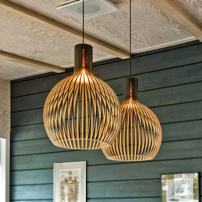Natura Orb Pendellampe – Organisk Trædesign til Hygge Interiører