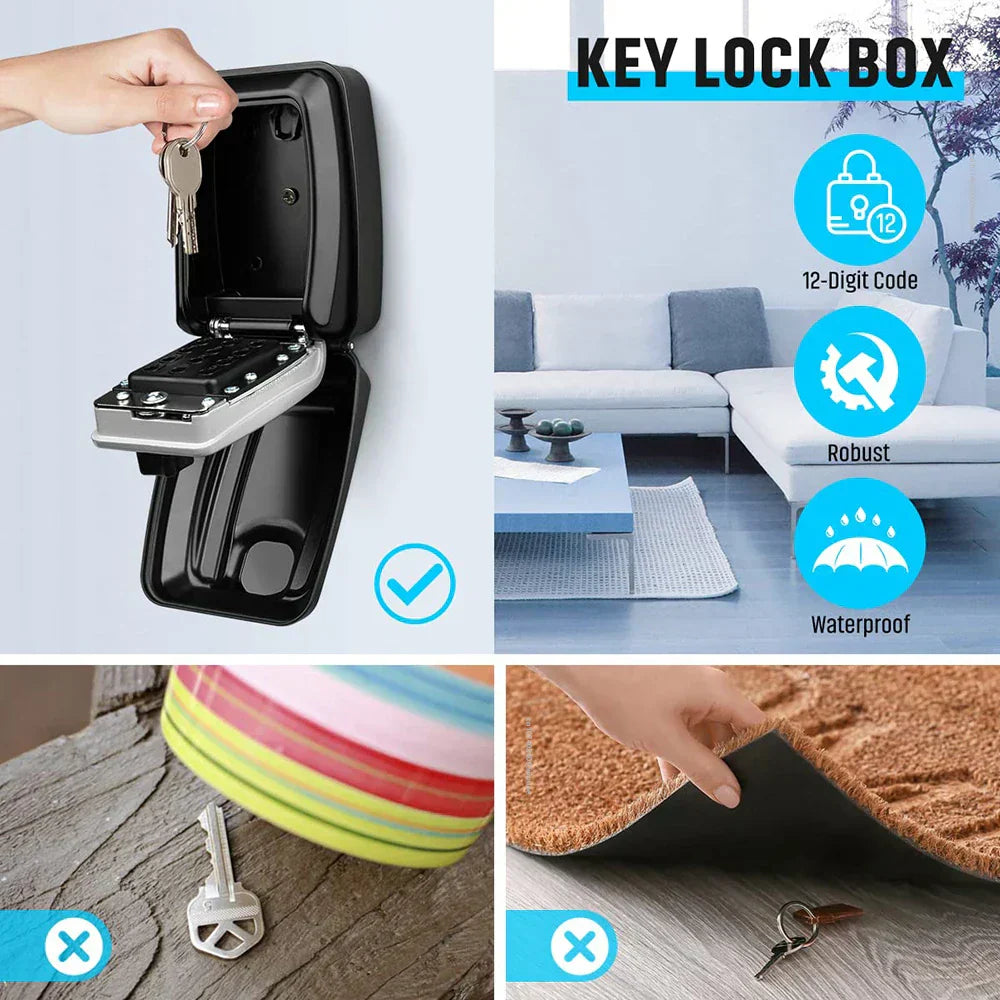 KeyGuard Udendørs Nøgleboks Med Vægbeslag Vandtæt