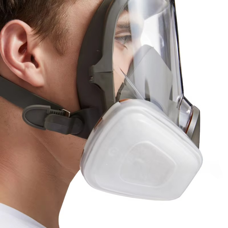 Omfattende helansigts respirator sikkerhedsgasmaske med anti-dug beskyttelse